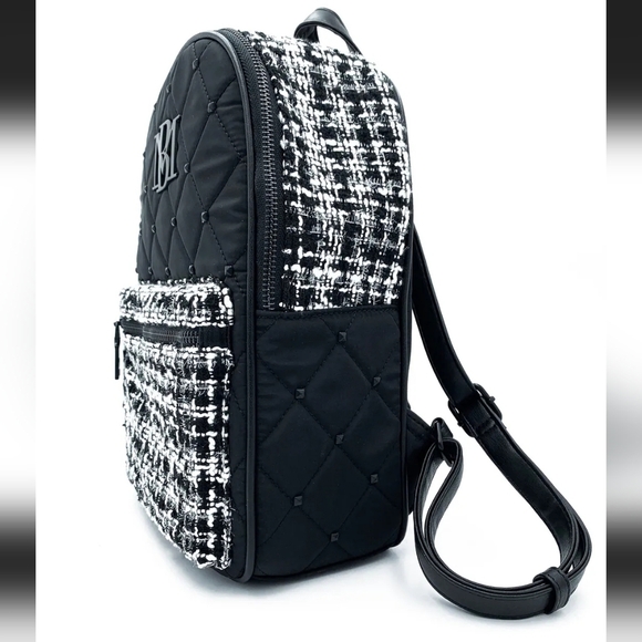 Nwt Badgley Mischka Quilted Tweed Studded Backpack Retail $169 - Picture 3 of 8